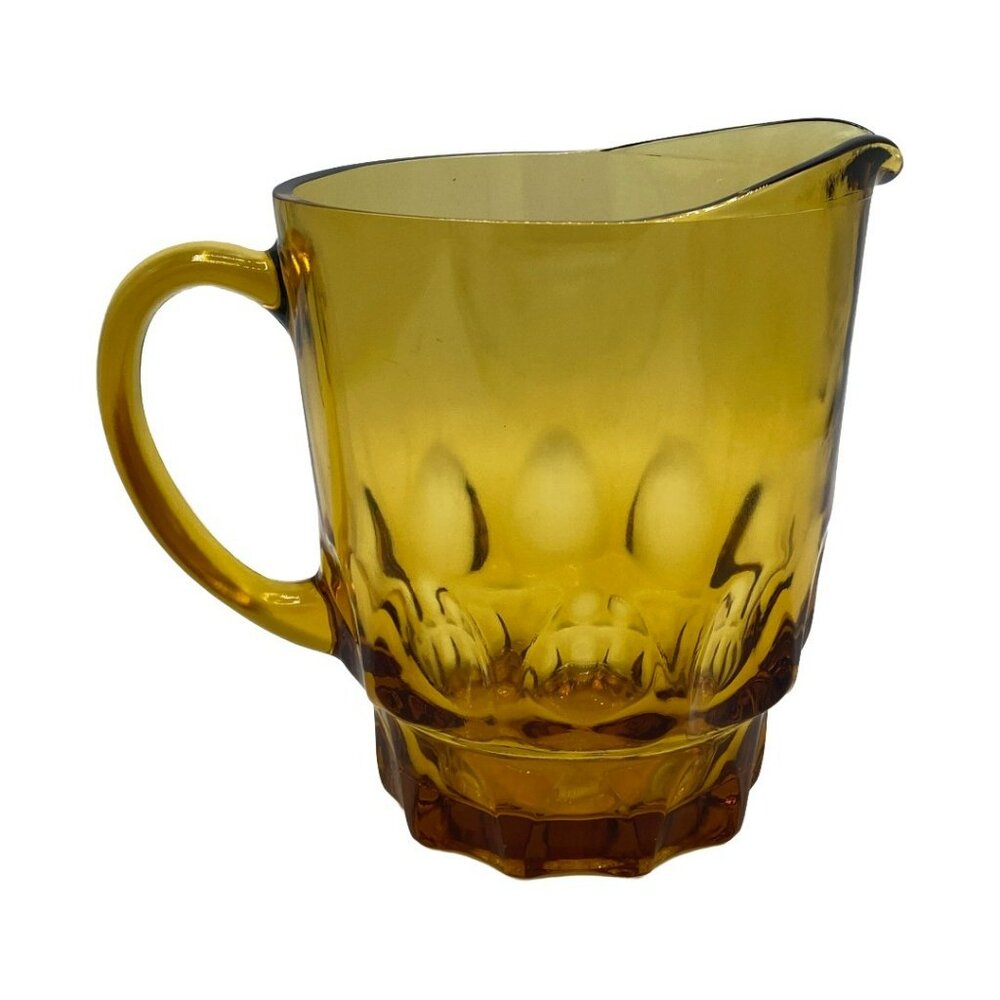 VTG MCM Continental Can Co. Hazel Atlas Amber Glass Pitcher Thumbprint * Scratch